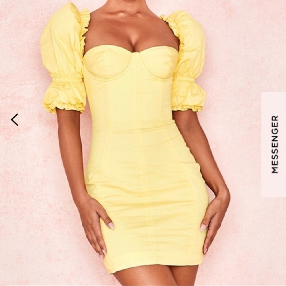 House of cb yellow puff dress